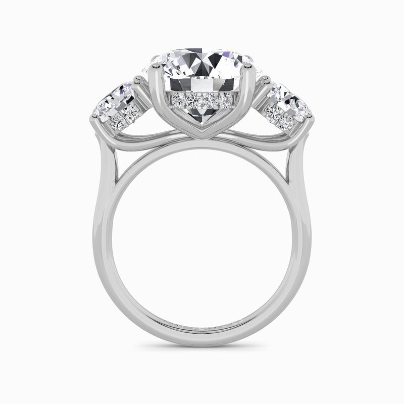 Lab Grown Round Brilliant Cut Trilogy Engagement Ring -1.50ct+
