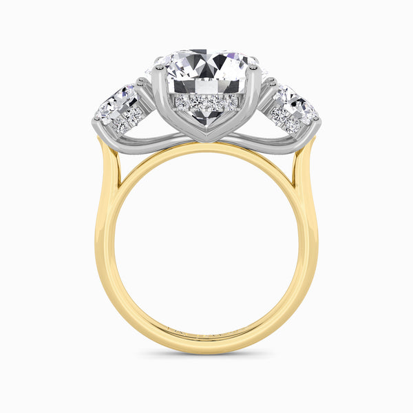 Lab Grown Round Brilliant Cut Trilogy Engagement Ring -1.50ct+