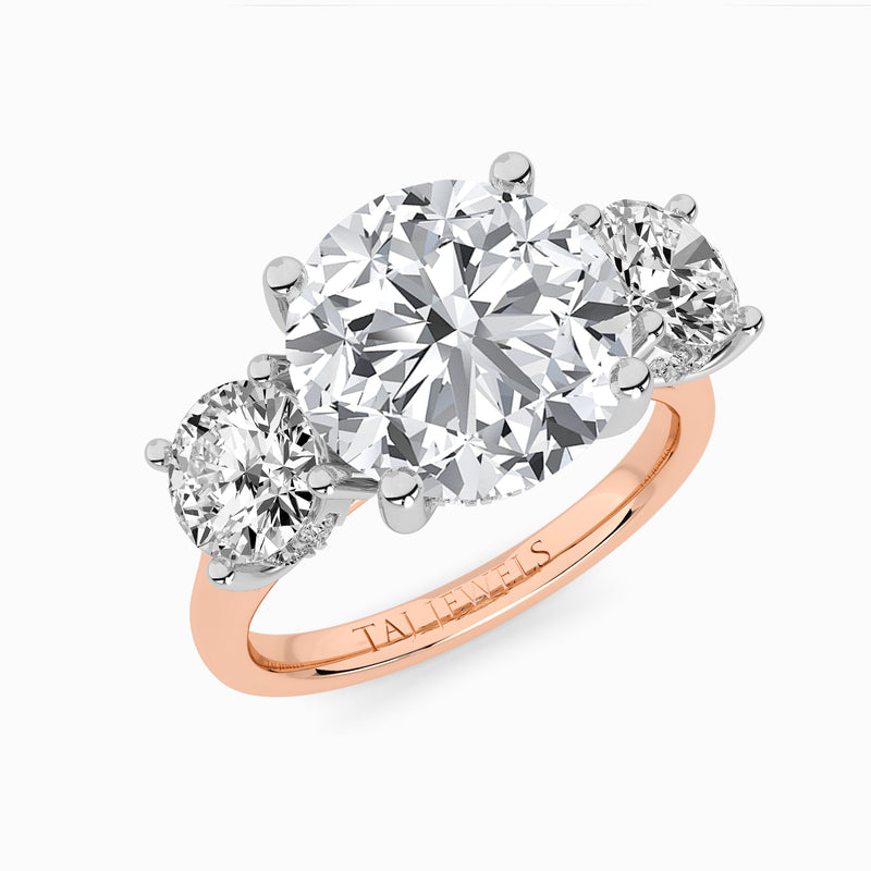 Lab Grown Round Brilliant Cut Trilogy Engagement Ring -1.50ct+