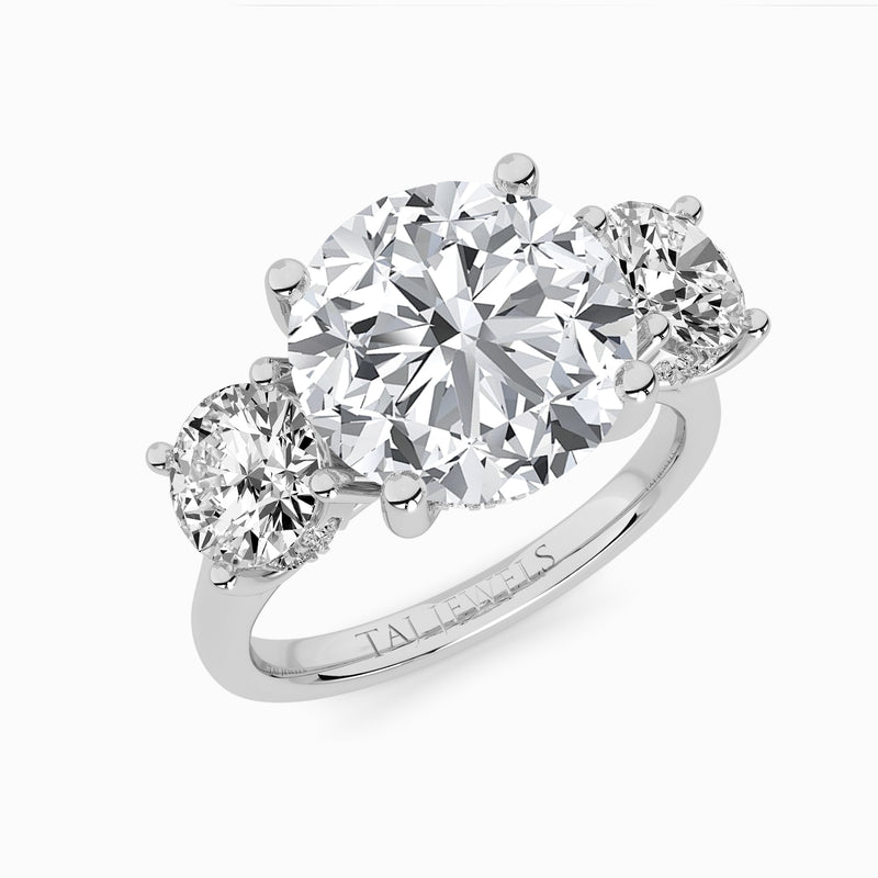 Lab Grown Round Brilliant Cut Trilogy Engagement Ring -1.50ct+