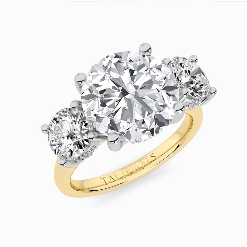 Lab Grown Round Brilliant Cut Trilogy Engagement Ring -1.50ct+