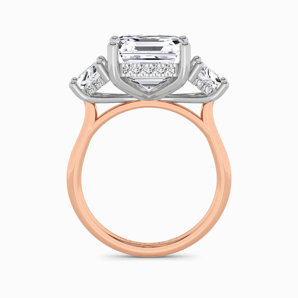Lab Grown Asscher Cut Trilogy Engagement Ring -1.50ct+