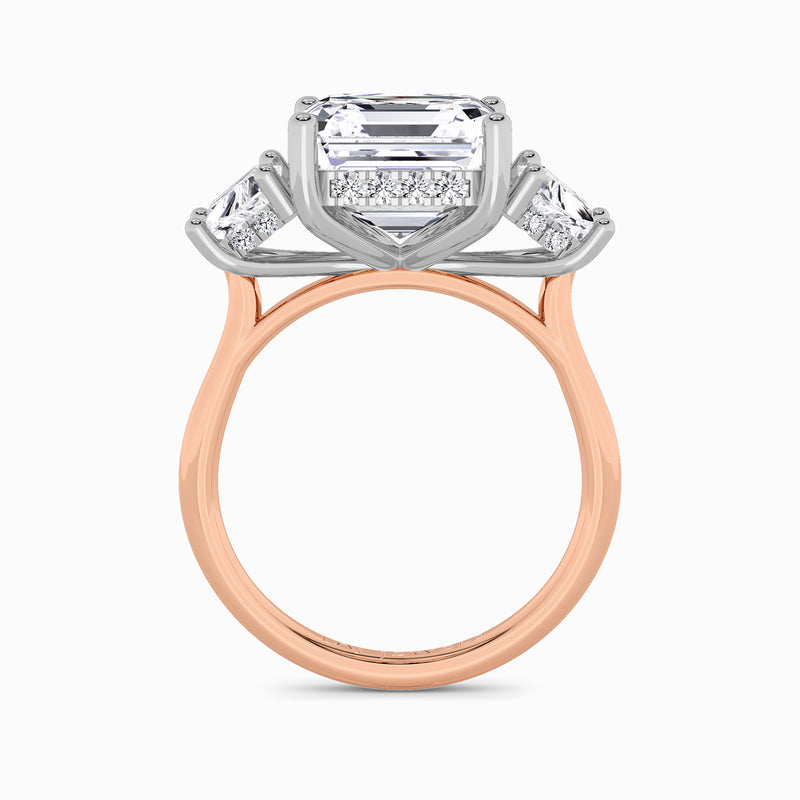 Lab Grown Asscher Cut Trilogy Engagement Ring -1.50ct+