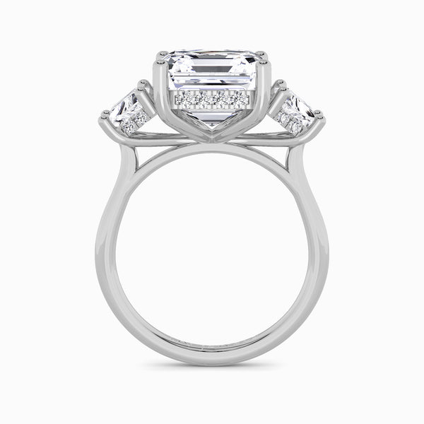 Lab Grown Asscher Cut Trilogy Engagement Ring -1.50ct+