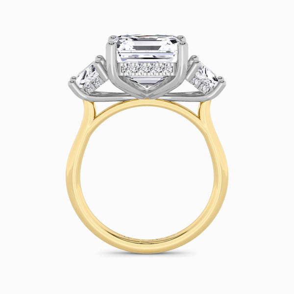 Lab Grown Asscher Cut Trilogy Engagement Ring -1.50ct+