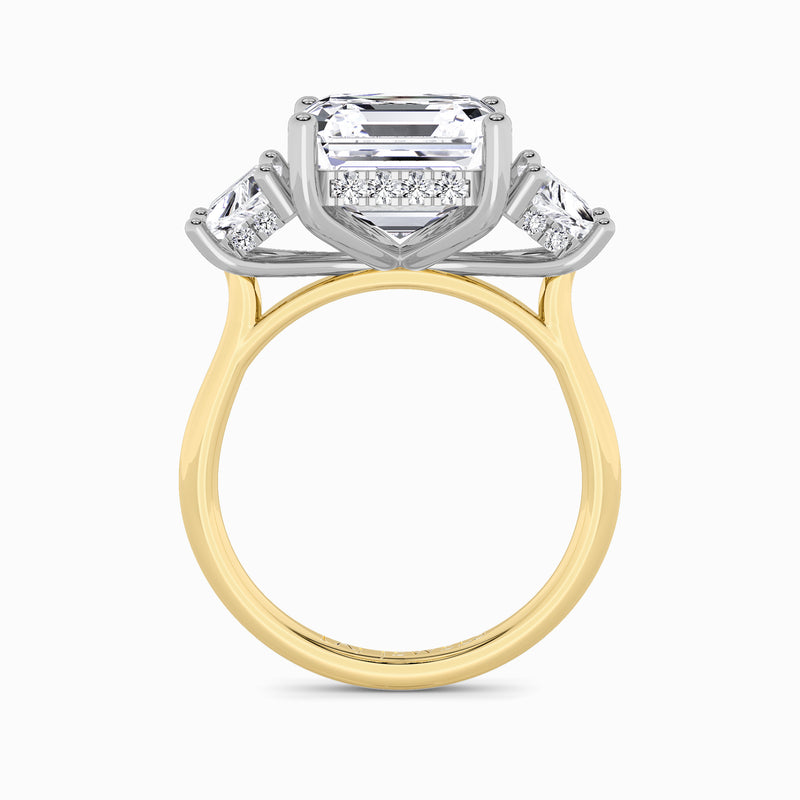 Lab Grown Asscher Cut Trilogy Engagement Ring -1.50ct+