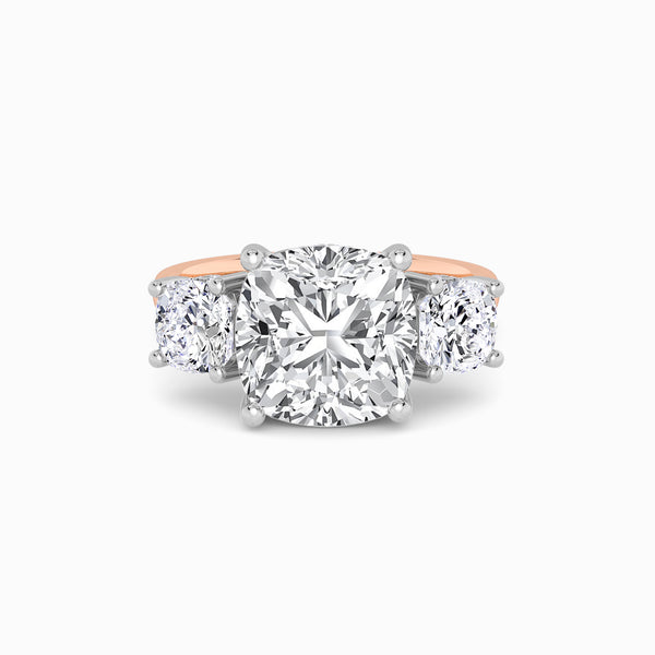 Lab Grown Cushion Cut Trilogy Engagement Ring -1.50ct+