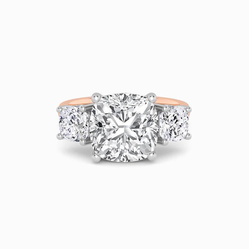 Lab Grown Cushion Cut Trilogy Engagement Ring -1.50ct+
