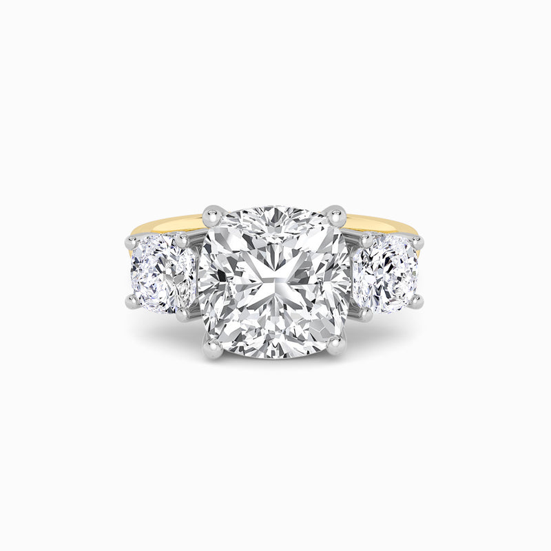 Lab Grown Cushion Cut Trilogy Engagement Ring -1.50ct+