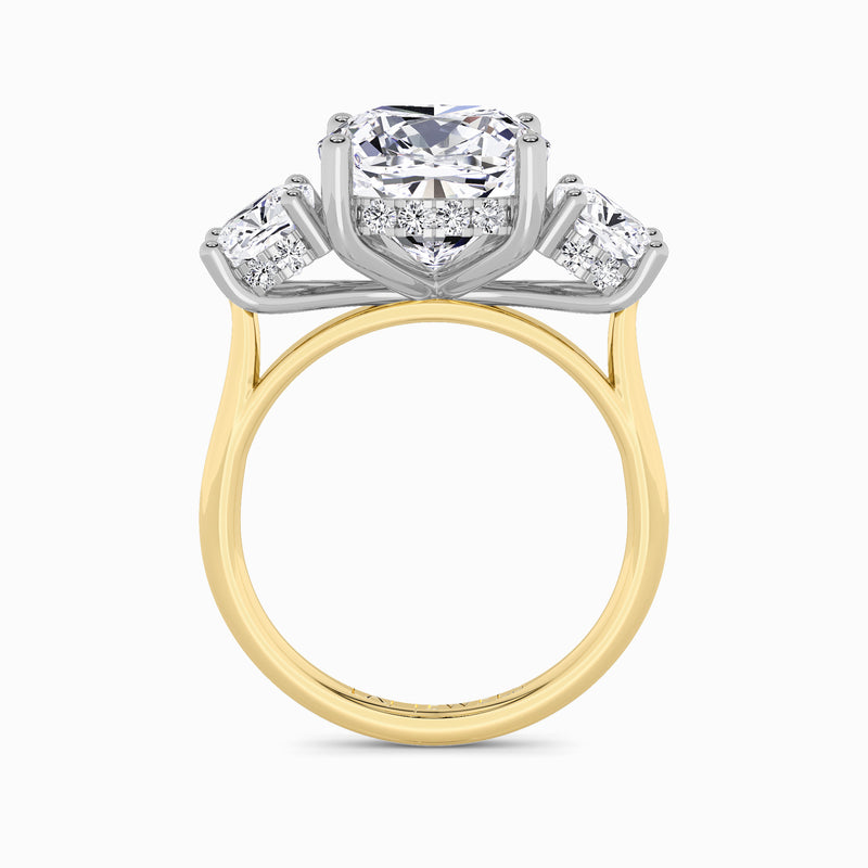 Lab Grown Cushion Cut Trilogy Engagement Ring -1.50ct+