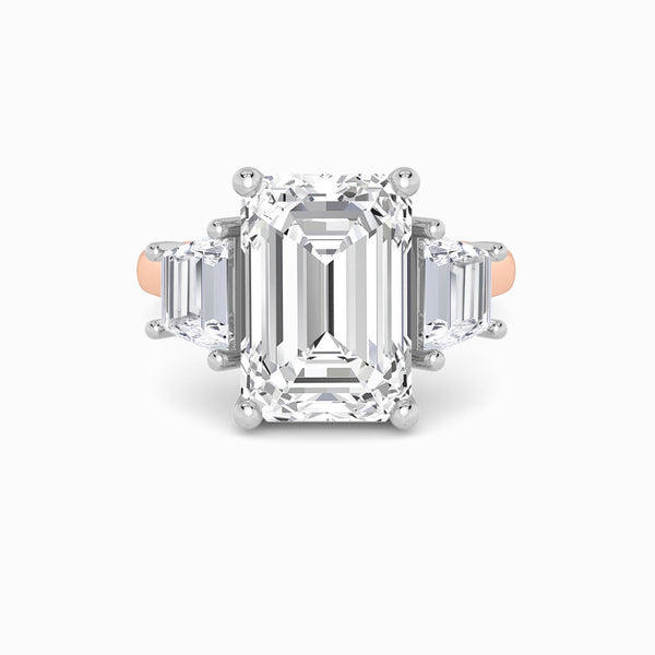 Lab Grown Emerald Cut Trilogy Engagement Ring -1.50ct+