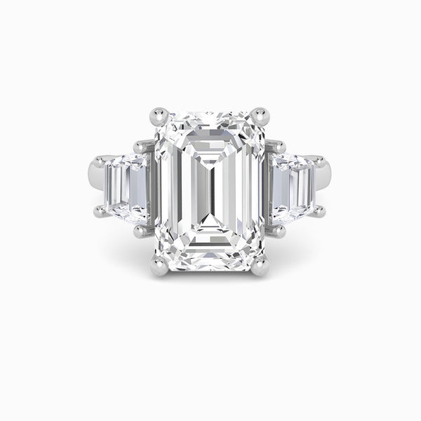 Lab Grown Emerald Cut Trilogy Engagement Ring -1.50ct+