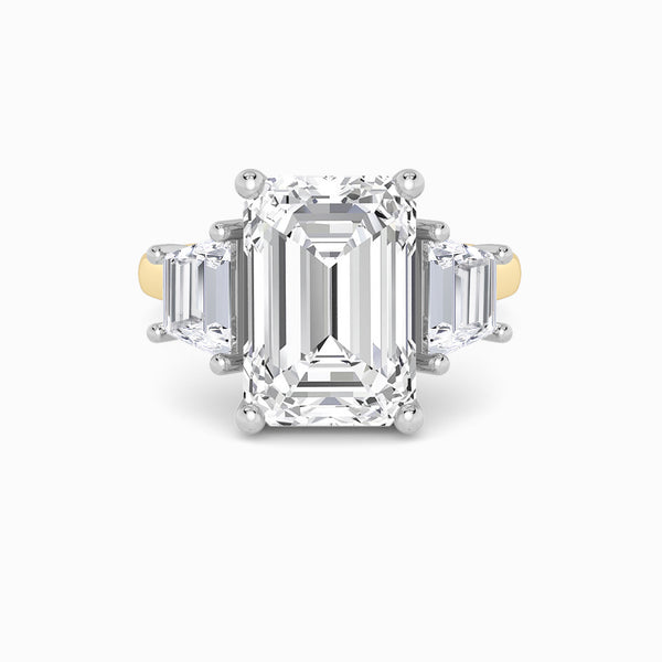 Lab Grown Emerald Cut Trilogy Engagement Ring -1.50ct+