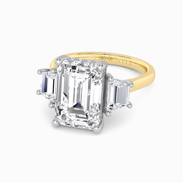 Lab Grown Emerald Cut Trilogy Engagement Ring -1.50ct+