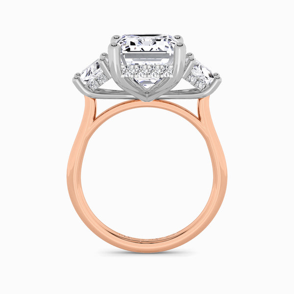 Lab Grown Emerald Cut Trilogy Engagement Ring -1.50ct+