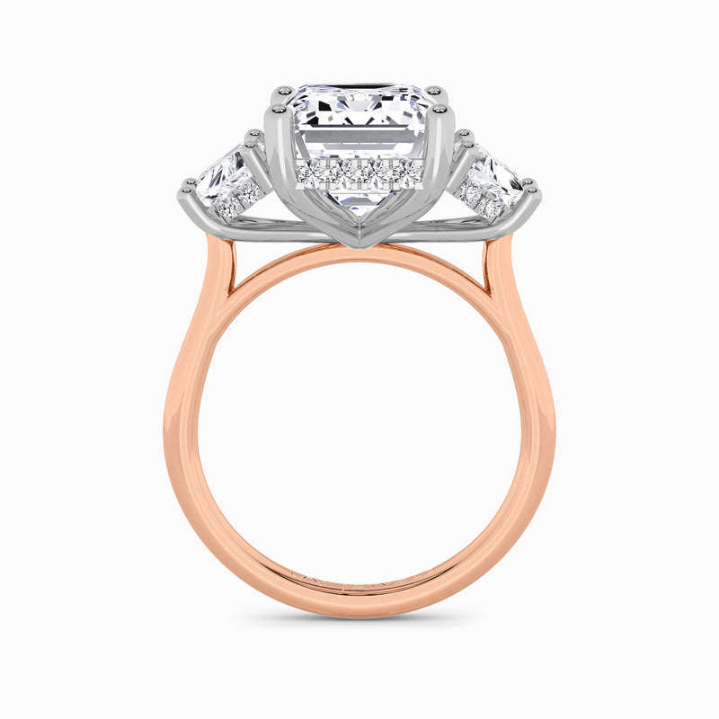 Lab Grown Emerald Cut Trilogy Engagement Ring -1.50ct+