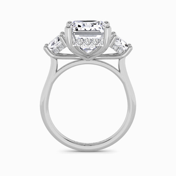 Lab Grown Emerald Cut Trilogy Engagement Ring -1.50ct+