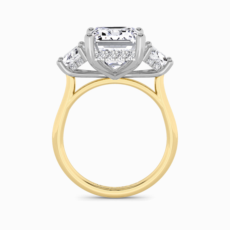 Lab Grown Emerald Cut Trilogy Engagement Ring -1.50ct+