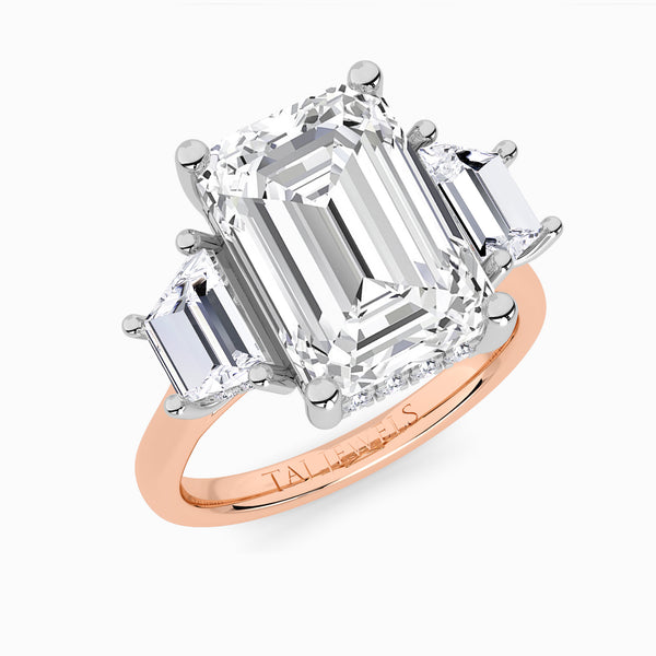 Lab Grown Emerald Cut Trilogy Engagement Ring -1.50ct+