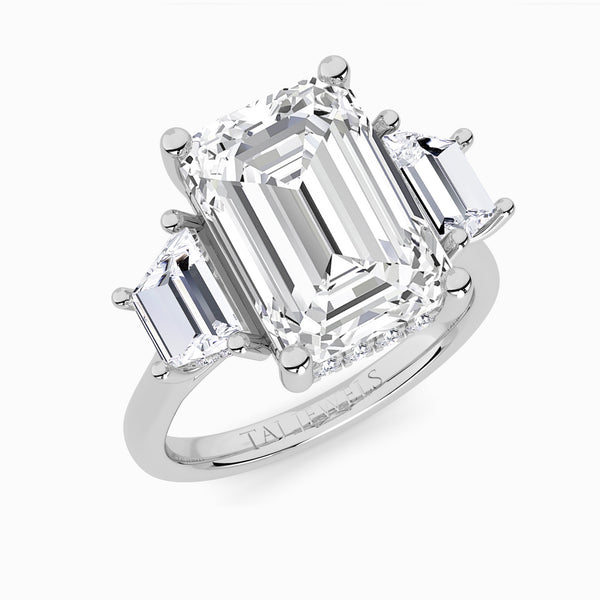 Lab Grown Emerald Cut Trilogy Engagement Ring -1.50ct+