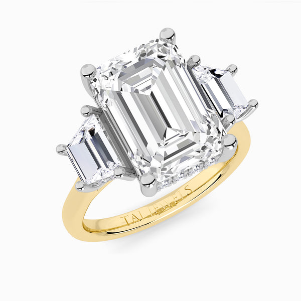 Lab Grown Emerald Cut Trilogy Engagement Ring -1.50ct+