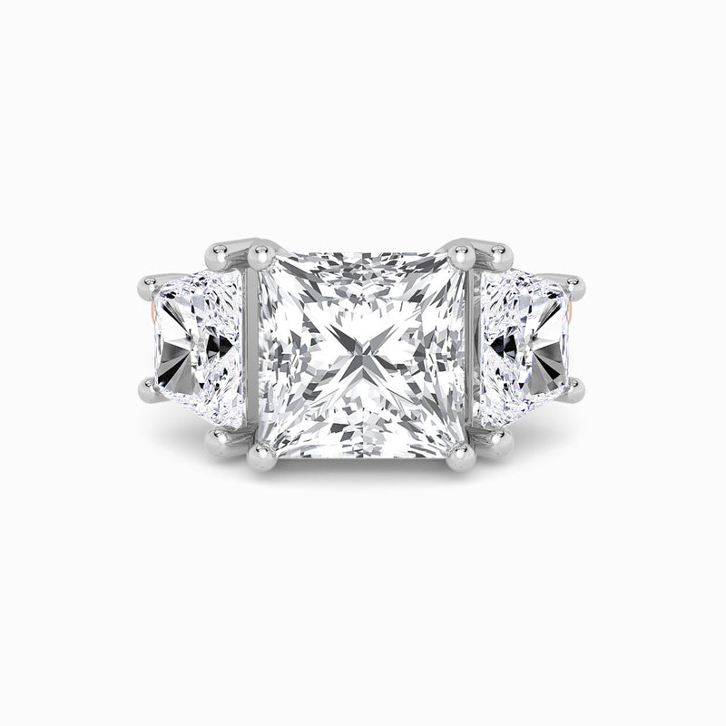 Lab Grown Princess Cut Trilogy Engagement Ring -1.50ct+