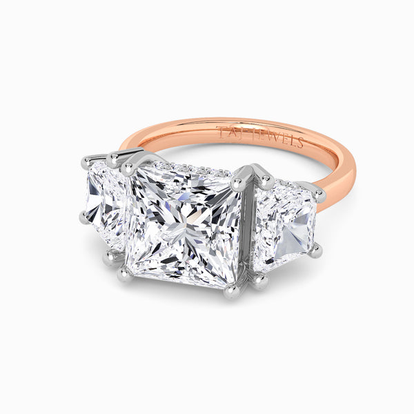 Lab Grown Princess Cut Trilogy Engagement Ring -1.50ct+