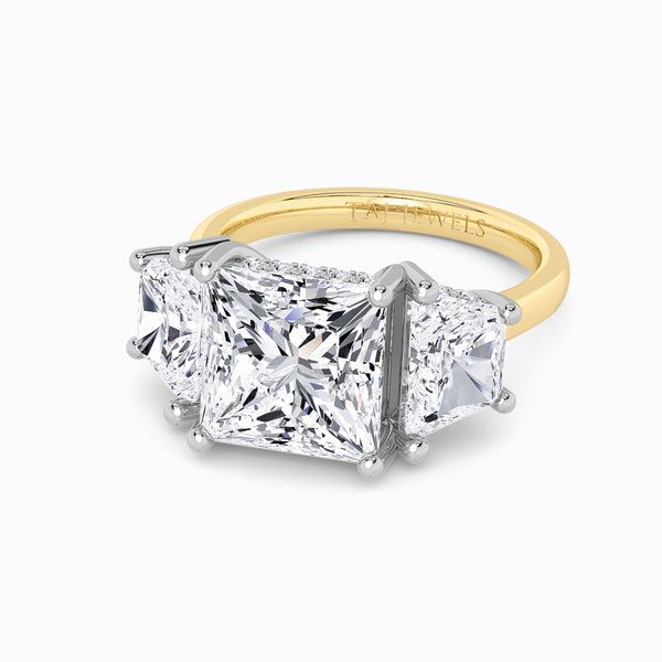 Lab Grown Princess Cut Trilogy Engagement Ring -1.50ct+