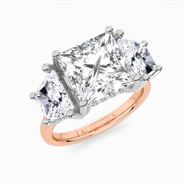 Lab Grown Princess Cut Trilogy Engagement Ring -1.50ct+
