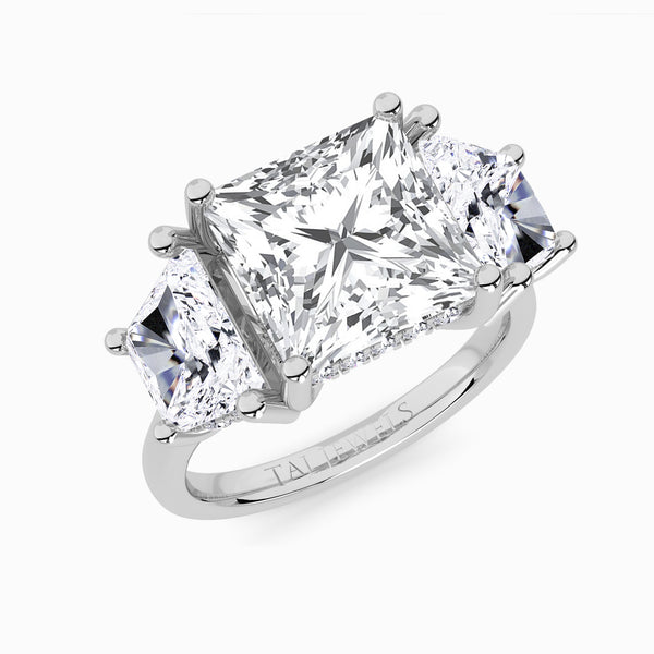 Lab Grown Princess Cut Trilogy Engagement Ring -1.50ct+