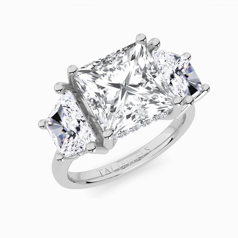 Lab Grown Princess Cut Trilogy Engagement Ring -1.50ct+