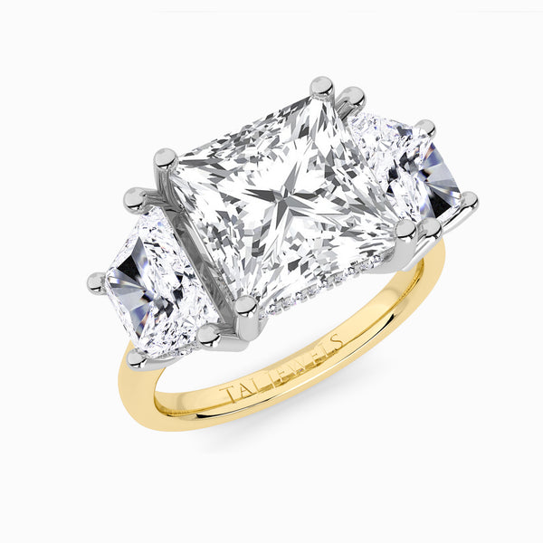 Lab Grown Princess Cut Trilogy Engagement Ring -1.50ct+