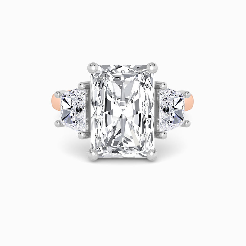 Lab Grown Radiant Cut Trilogy Engagement Ring -1.50ct+