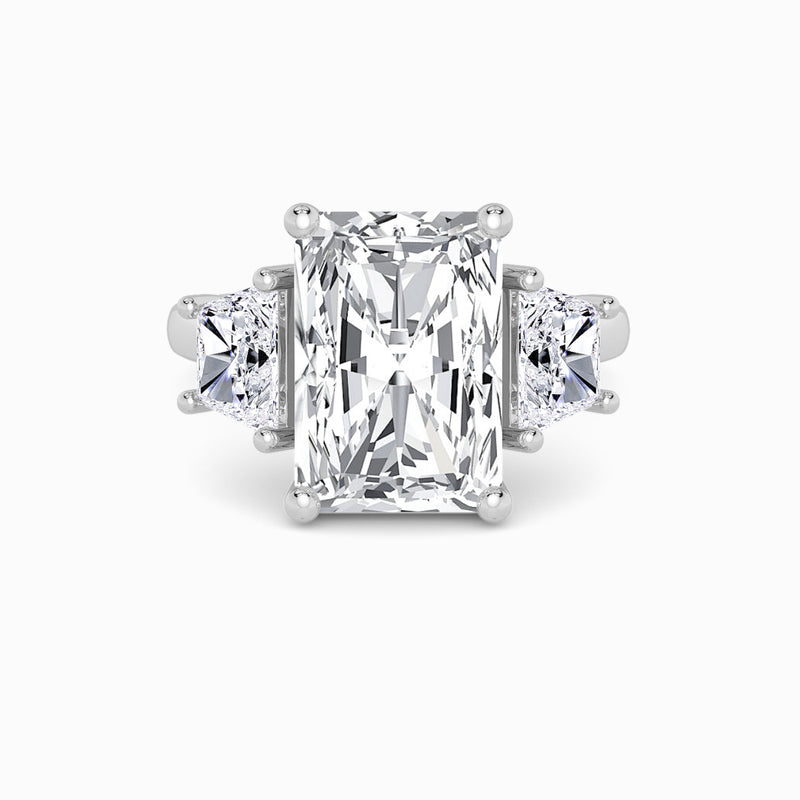Lab Grown Radiant Cut Trilogy Engagement Ring -1.50ct+