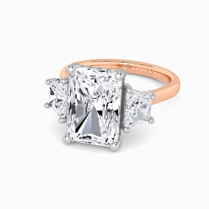 Lab Grown Radiant Cut Trilogy Engagement Ring -1.50ct+