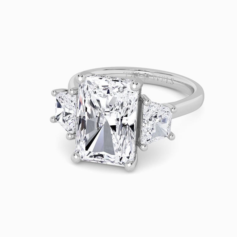 Lab Grown Radiant Cut Trilogy Engagement Ring -1.50ct+