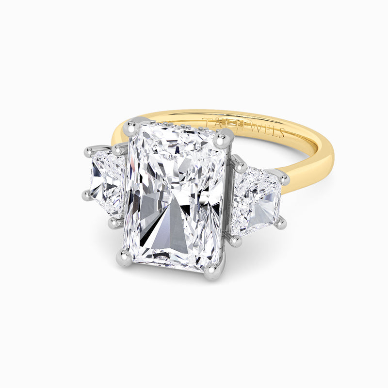 Lab Grown Radiant Cut Trilogy Engagement Ring -1.50ct+