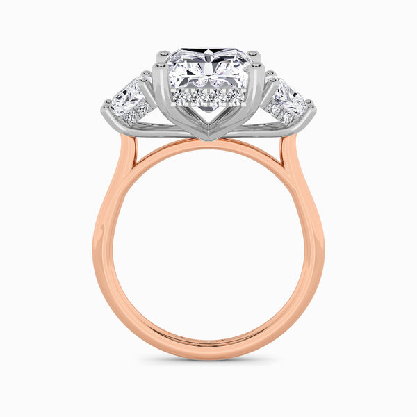 Lab Grown Radiant Cut Trilogy Engagement Ring -1.50ct+