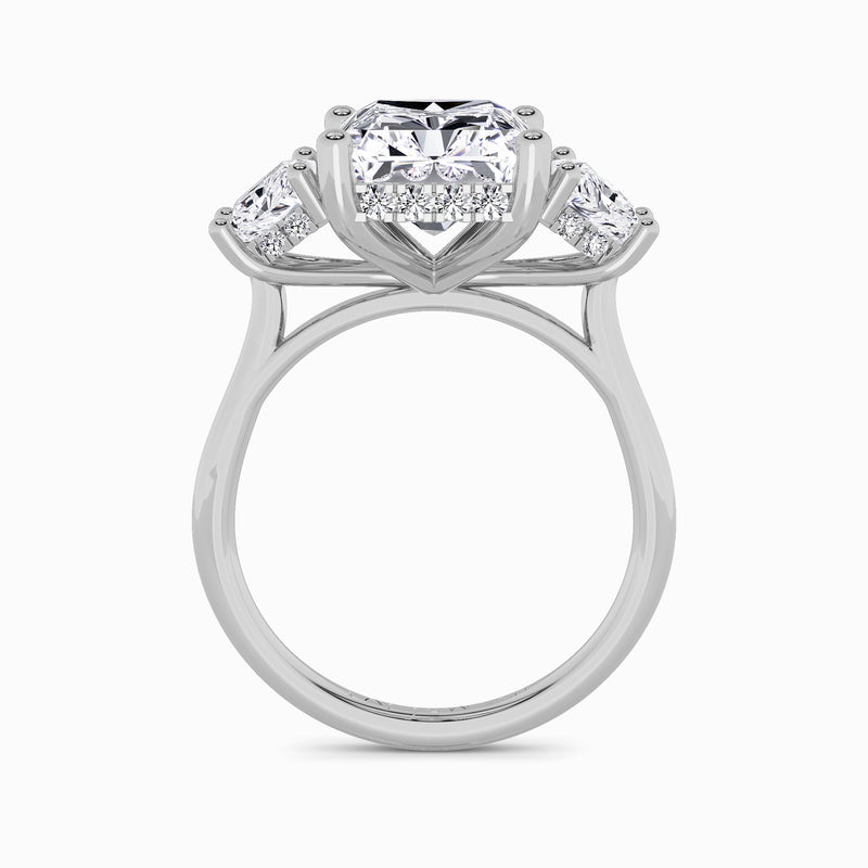 Lab Grown Radiant Cut Trilogy Engagement Ring -1.50ct+