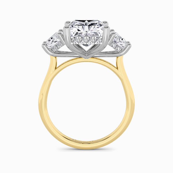 Lab Grown Radiant Cut Trilogy Engagement Ring -1.50ct+