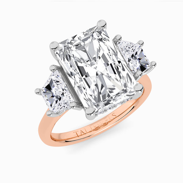 Lab Grown Radiant Cut Trilogy Engagement Ring -1.50ct+
