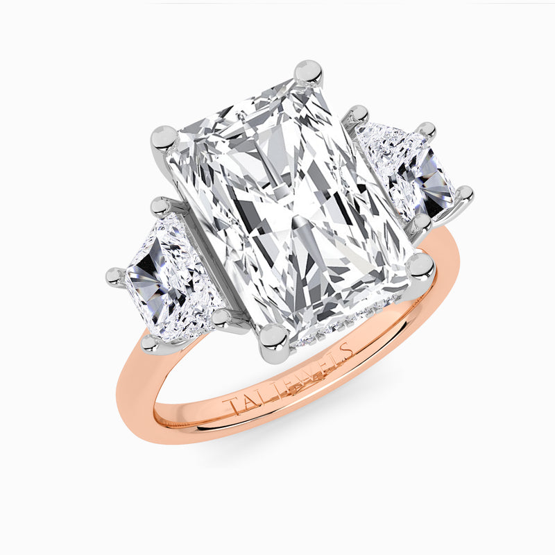 Lab Grown Radiant Cut Trilogy Engagement Ring -1.50ct+