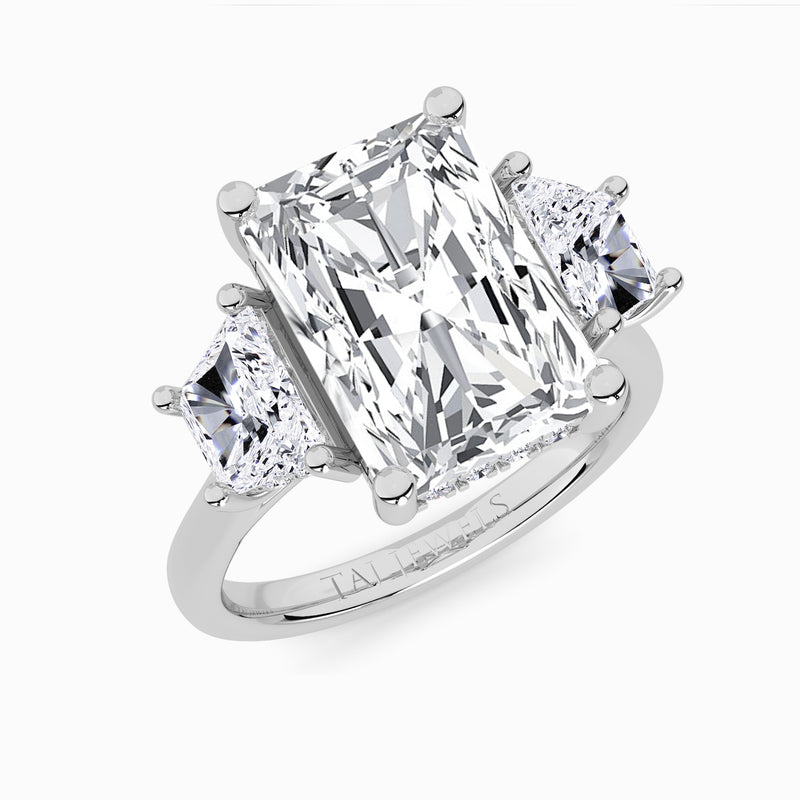 Lab Grown Radiant Cut Trilogy Engagement Ring -1.50ct+