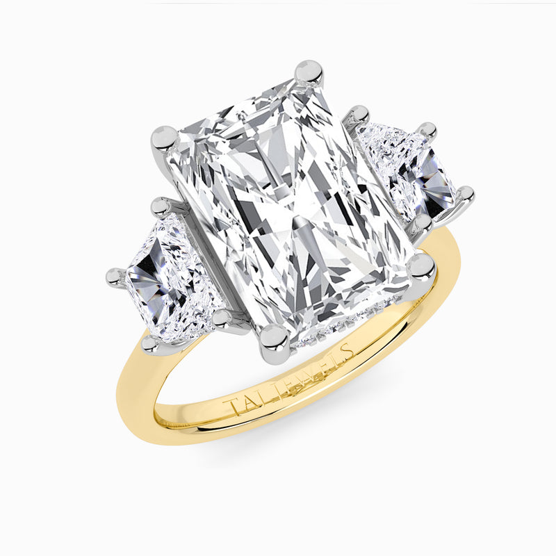 Lab Grown Radiant Cut Trilogy Engagement Ring -1.50ct+