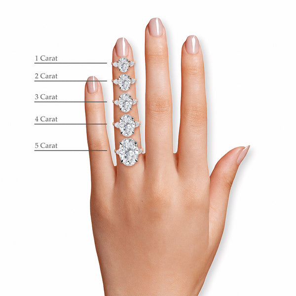 Lab Grown Oval & Pear Trilogy Diamond Engagement Ring -1CT+