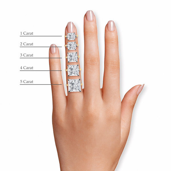 Princess Cut Solitaire Plain Band Lab Diamond Engagement Ring (Floating Head) (1ct+)