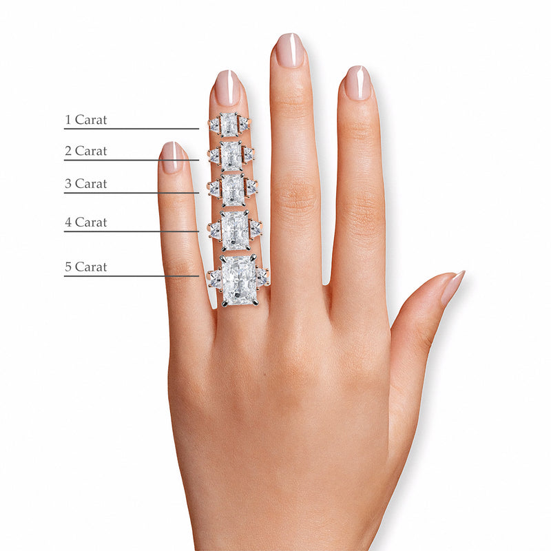 Lab Grown Radiant Cut Trapezoid Trilogy Engagement Ring