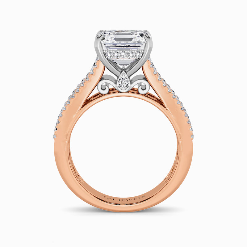 Asscher Cut Lab Diamond Engagement Ring with Princess, Baguette & Round Diamond Band (1.5CT+)
