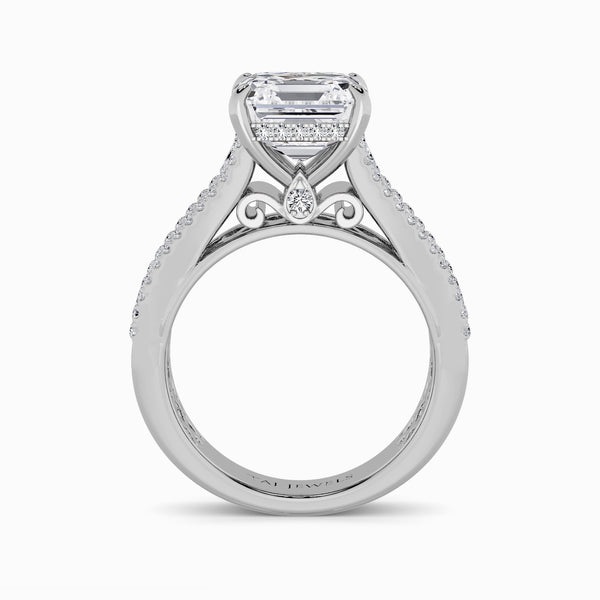 Asscher Cut Lab Diamond Engagement Ring with Princess, Baguette & Round Diamond Band (1.5CT+)