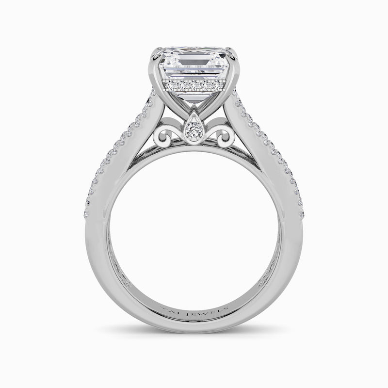 Asscher Cut Lab Diamond Engagement Ring with Princess, Baguette & Round Diamond Band (1.5CT+)
